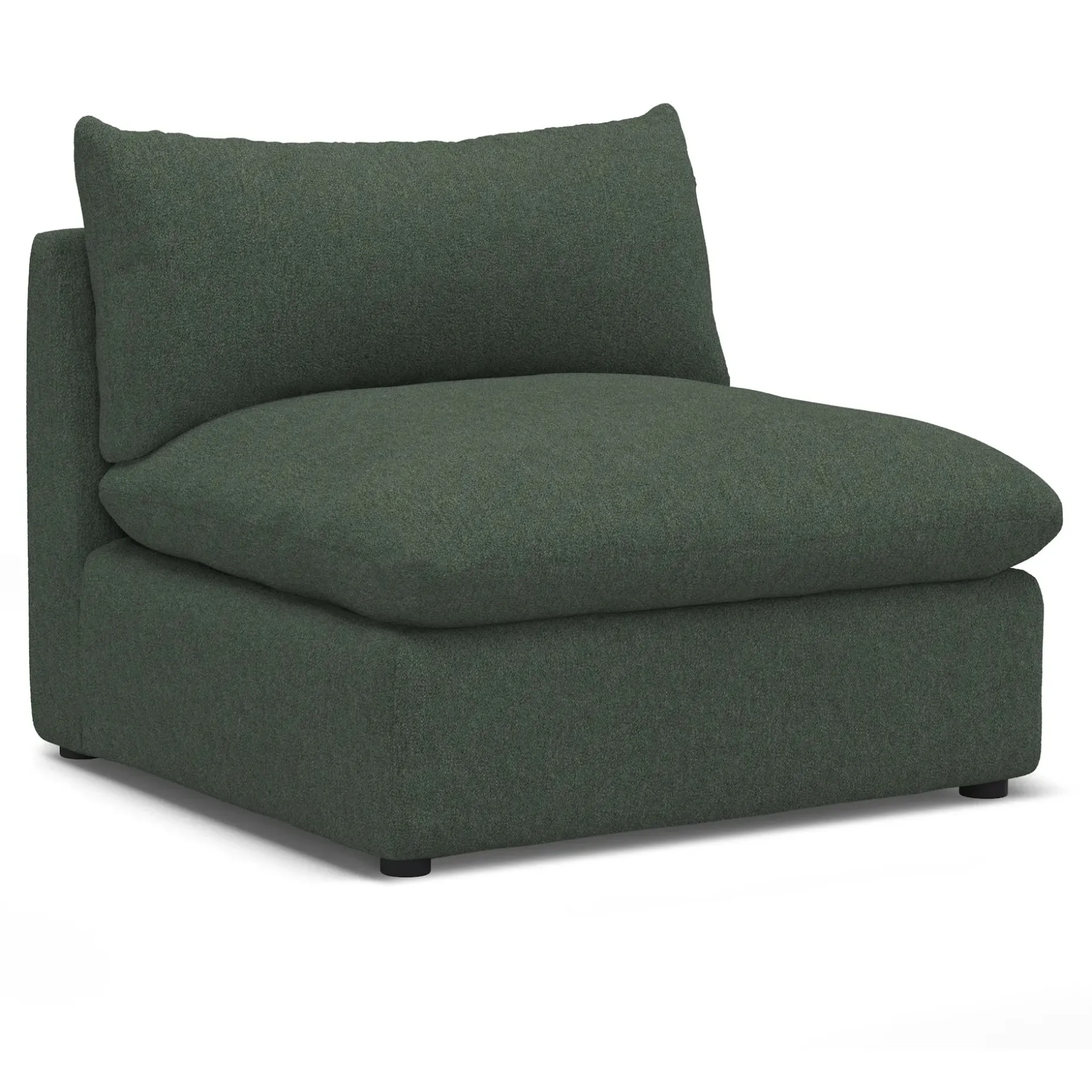 Leigh 39.5" Armless Chair Module - Green Wool Bouclé