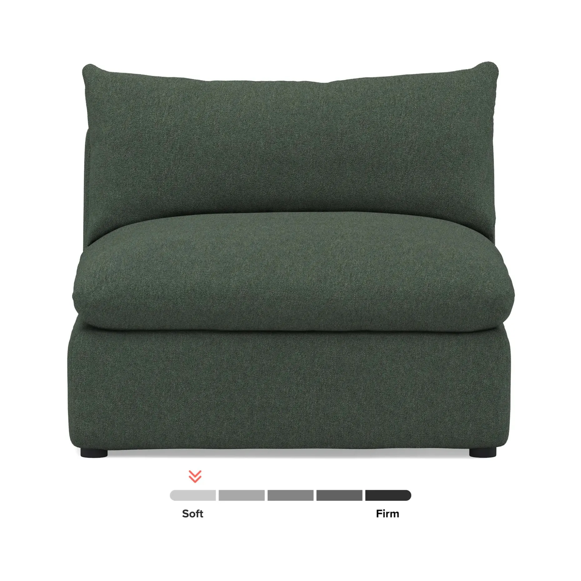 Leigh 39.5" Armless Chair Module - Green Wool Bouclé