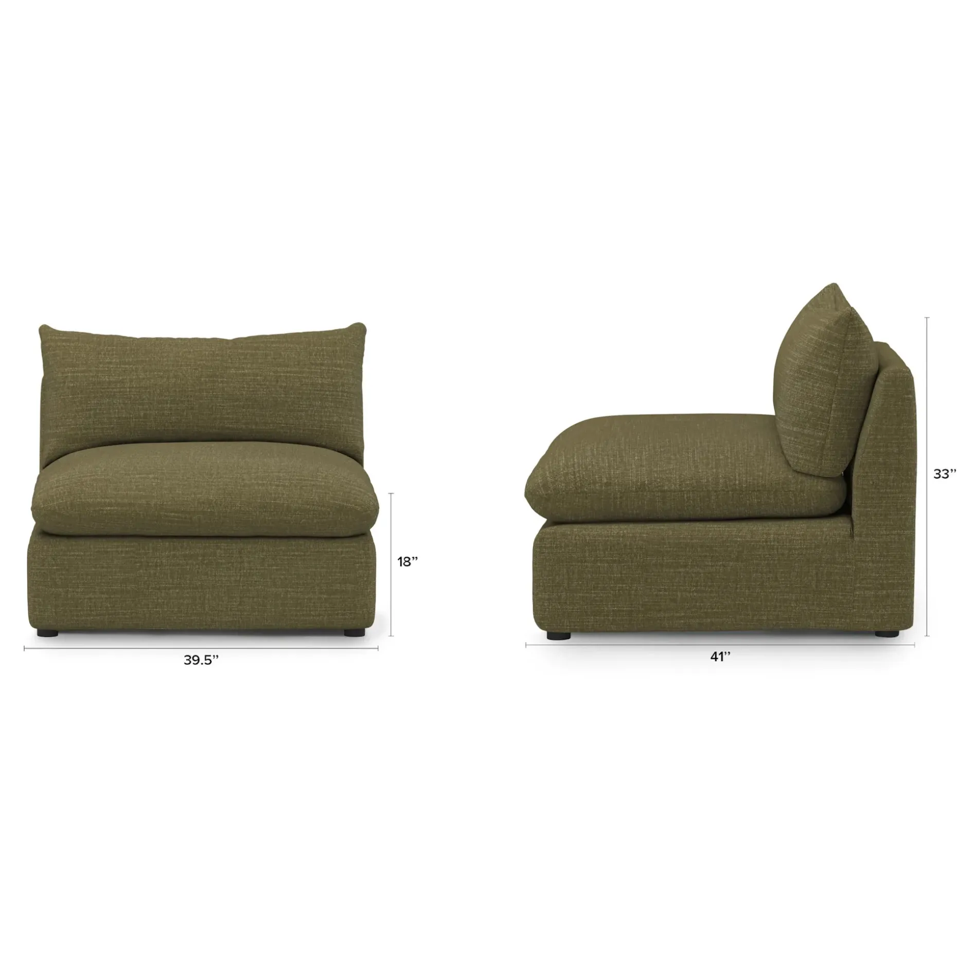 Leigh 39.5" Armless Chair Module - Napa Moss