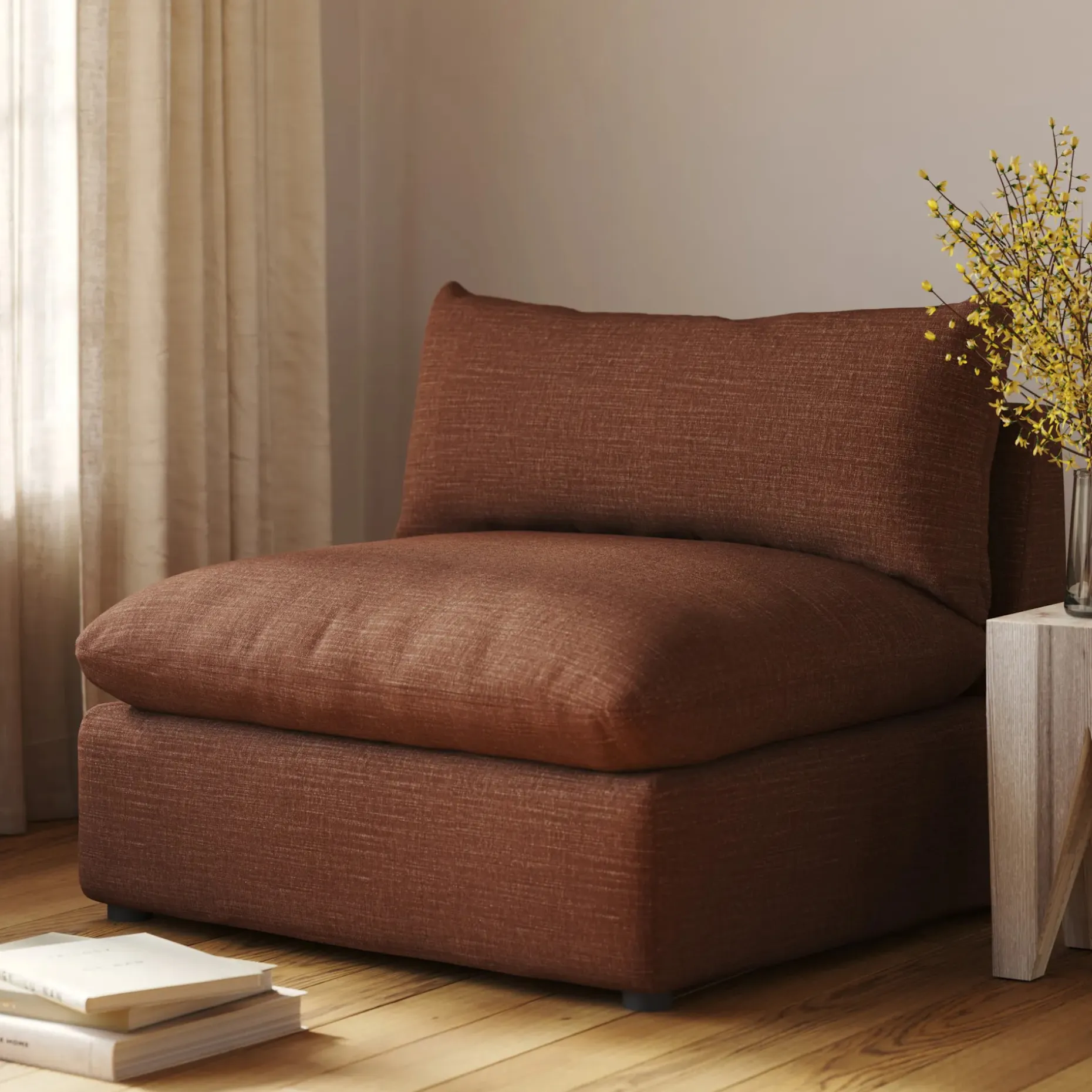 Leigh 39.5" Armless Chair Module - Napa Rust