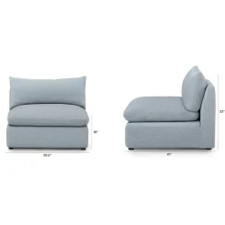 Leigh 39.5" Armless Chair Module - Silver Light Blue