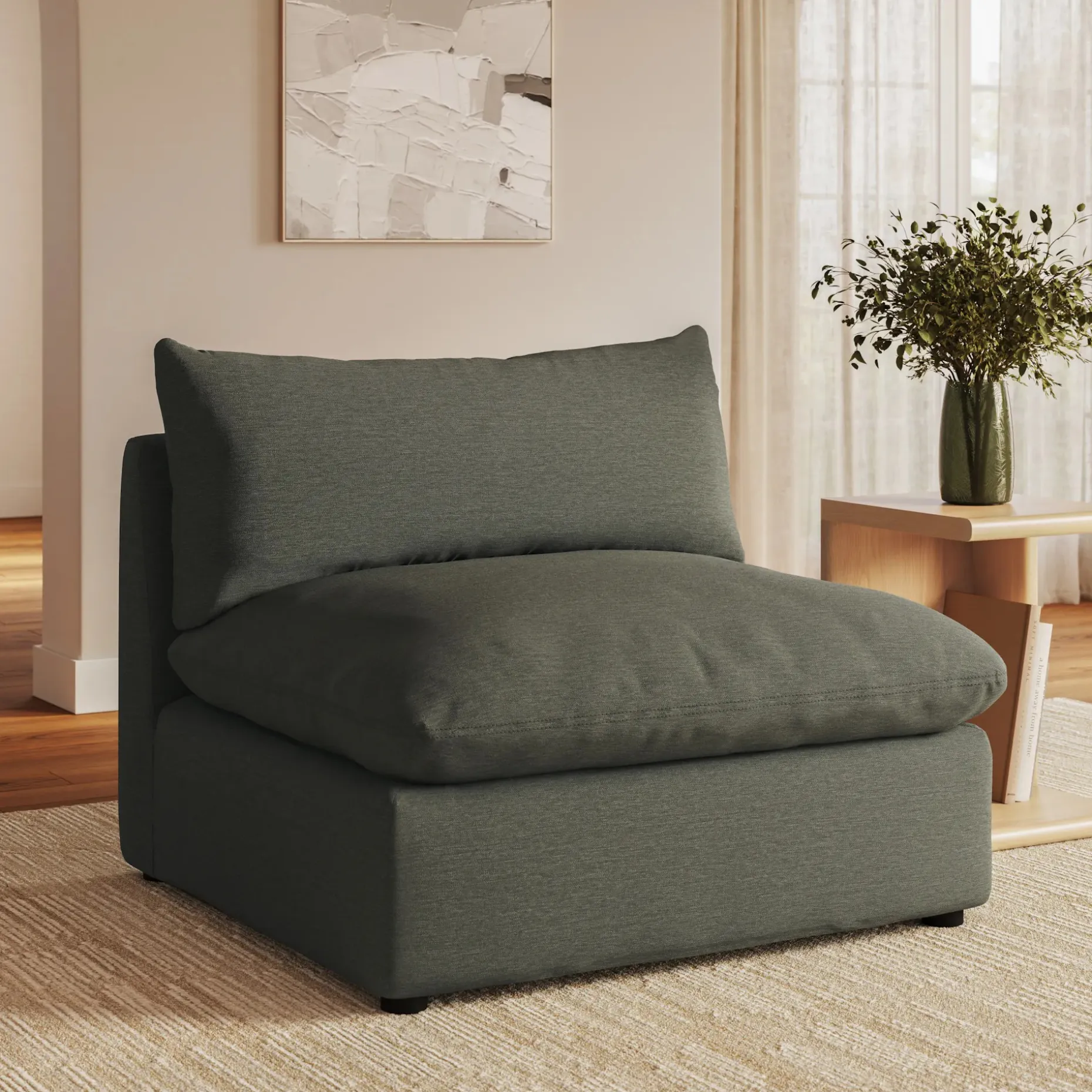 Leigh 39.5" Armless Chair Module - Silver Moss