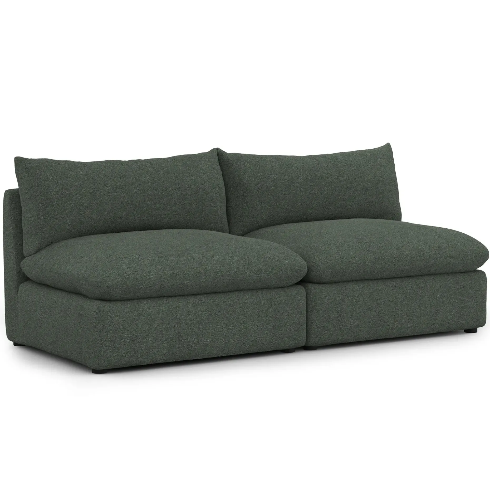 Leigh 79" Armless Modular Sofa - Green Wool Bouclé