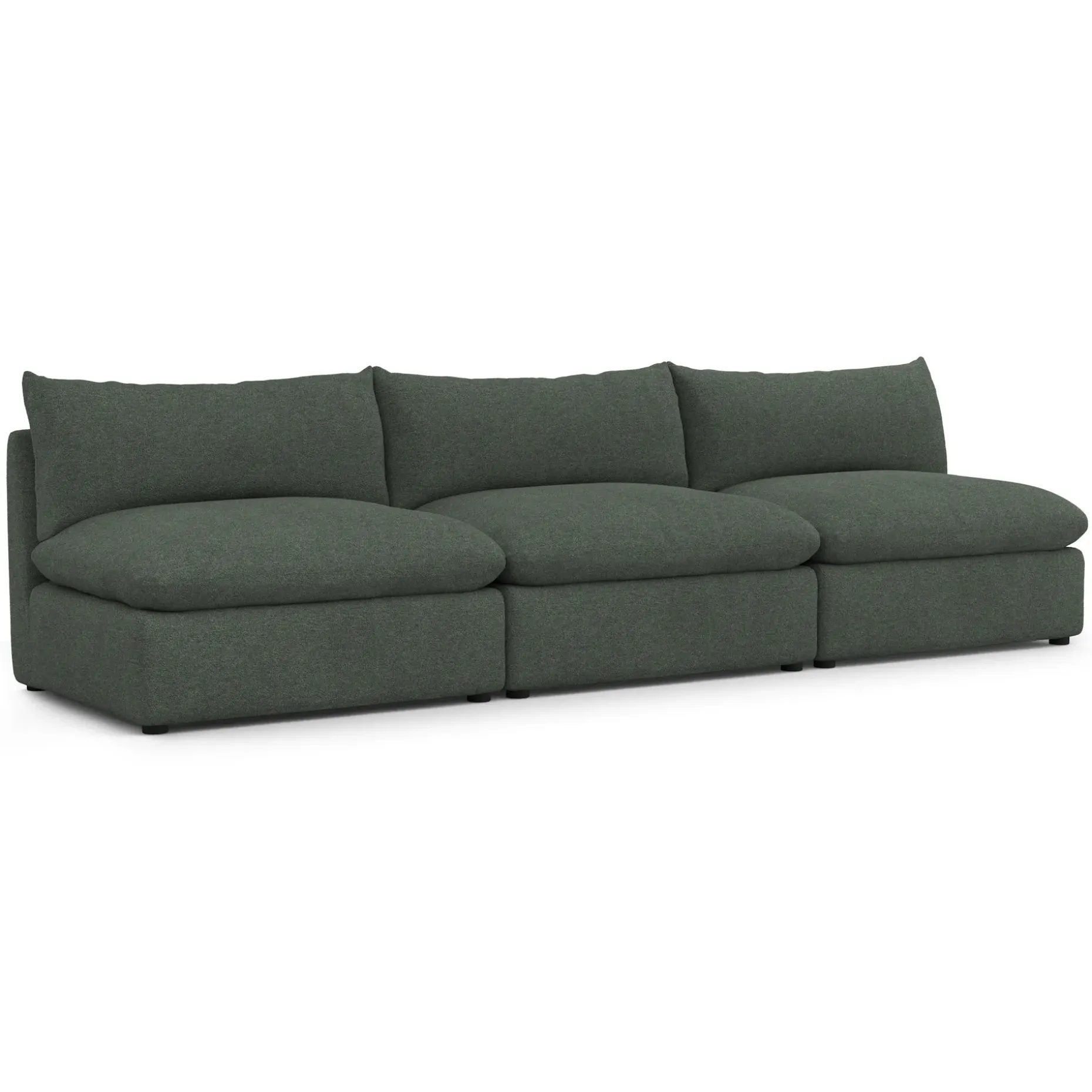 Leigh 118" Armless Modular Sofa - Green Wool Bouclé