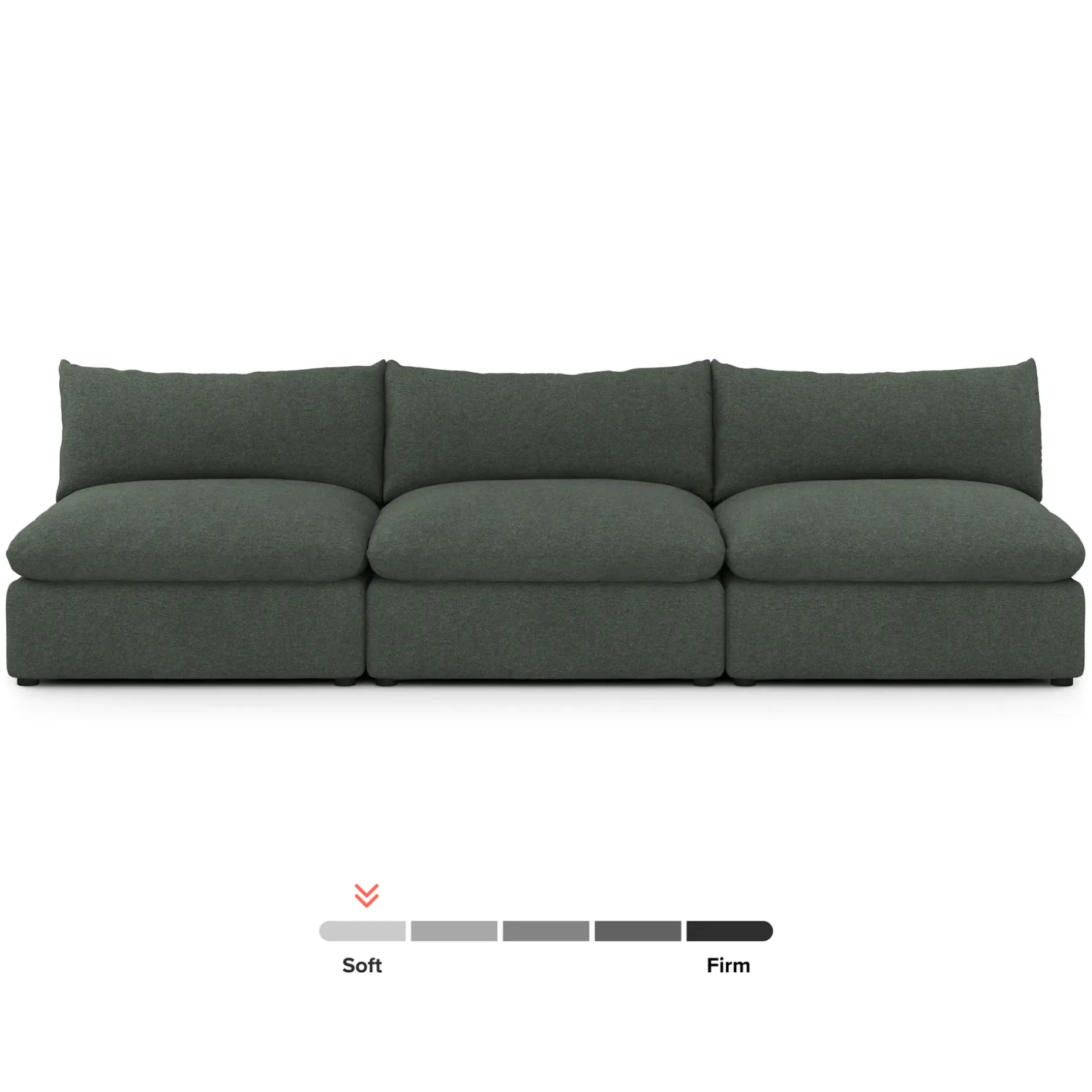 Leigh 118" Armless Modular Sofa - Green Wool Bouclé