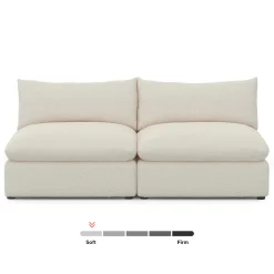 Leigh 79" Armless Modular Sofa - Ivory Wool Bouclé