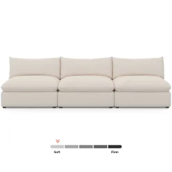 Leigh 118" Armless Modular Sofa - Ivory Wool Bouclé