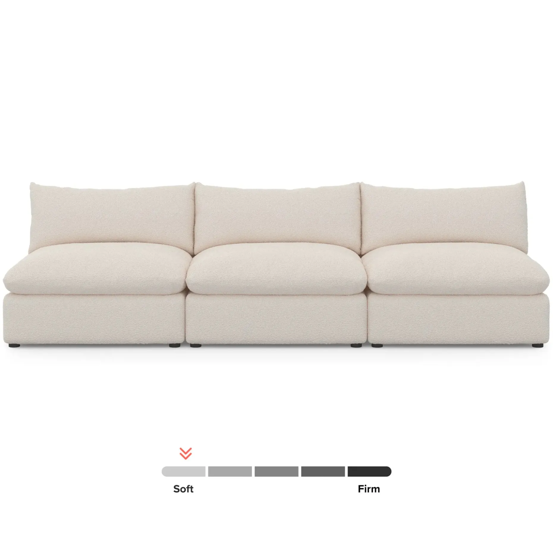 Leigh 118" Armless Modular Sofa - Ivory Wool Bouclé