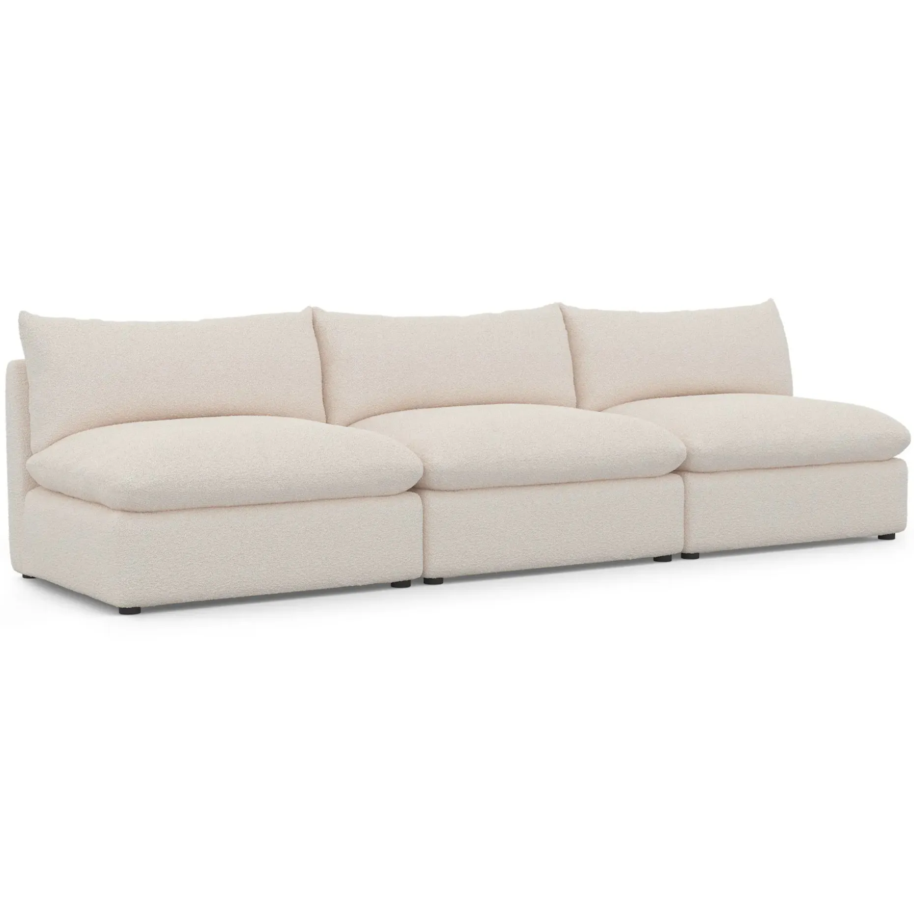 Leigh 118" Armless Modular Sofa - Ivory Wool Bouclé