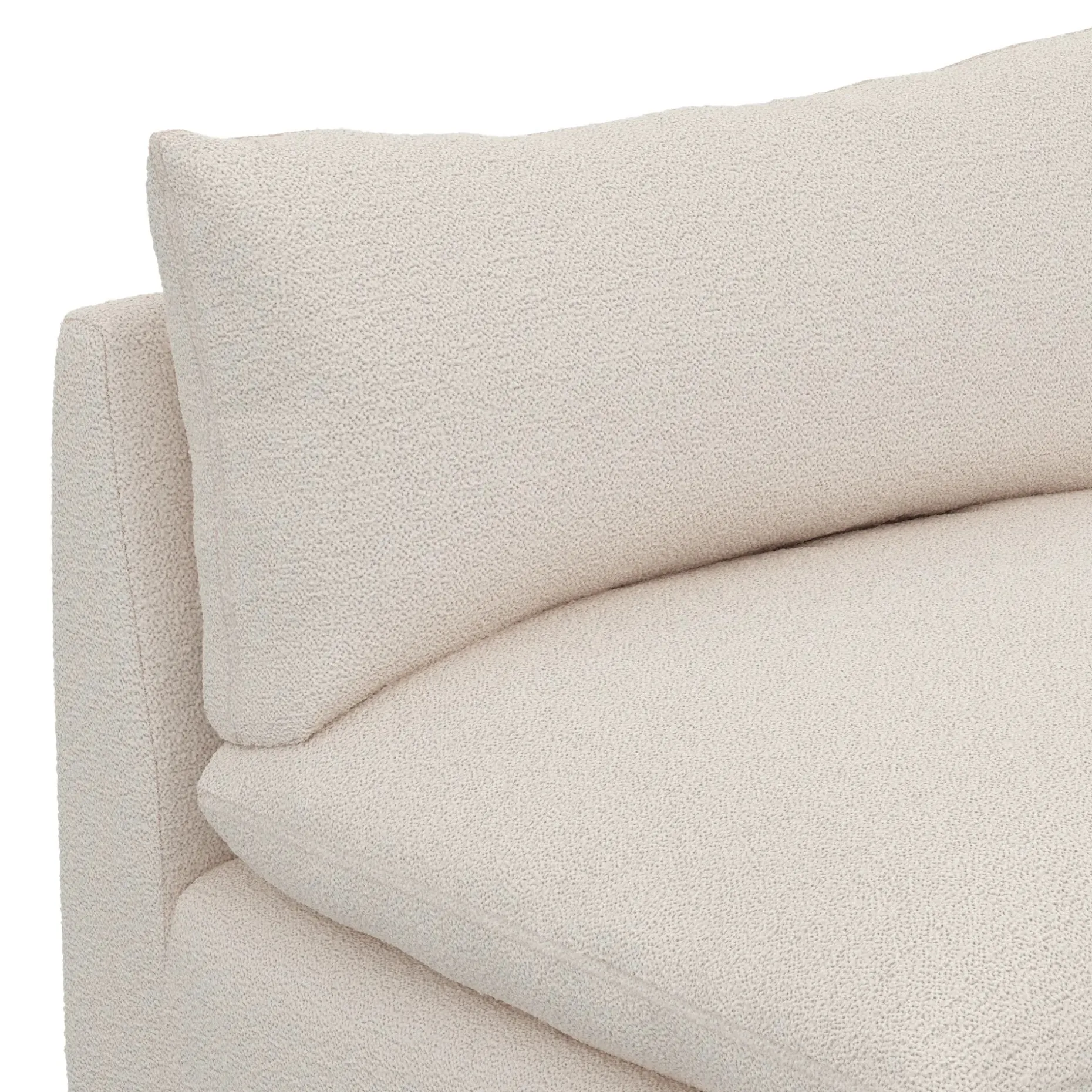 Leigh 118" Armless Modular Sofa - Ivory Wool Bouclé