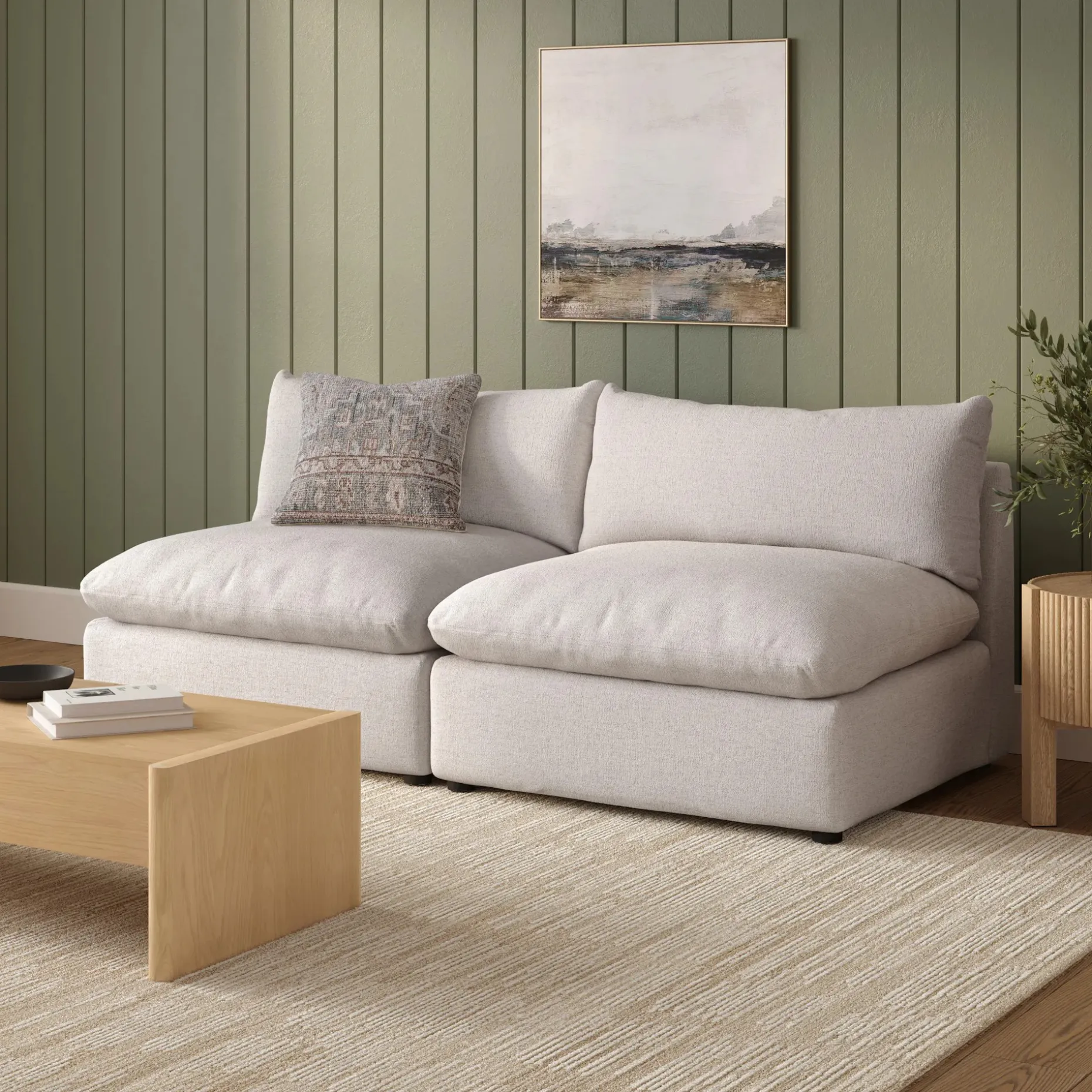 Leigh 79" Armless Modular Sofa - Napa White