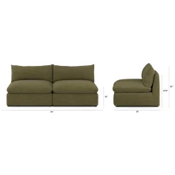 Leigh 79" Armless Modular Sofa - Napa Moss