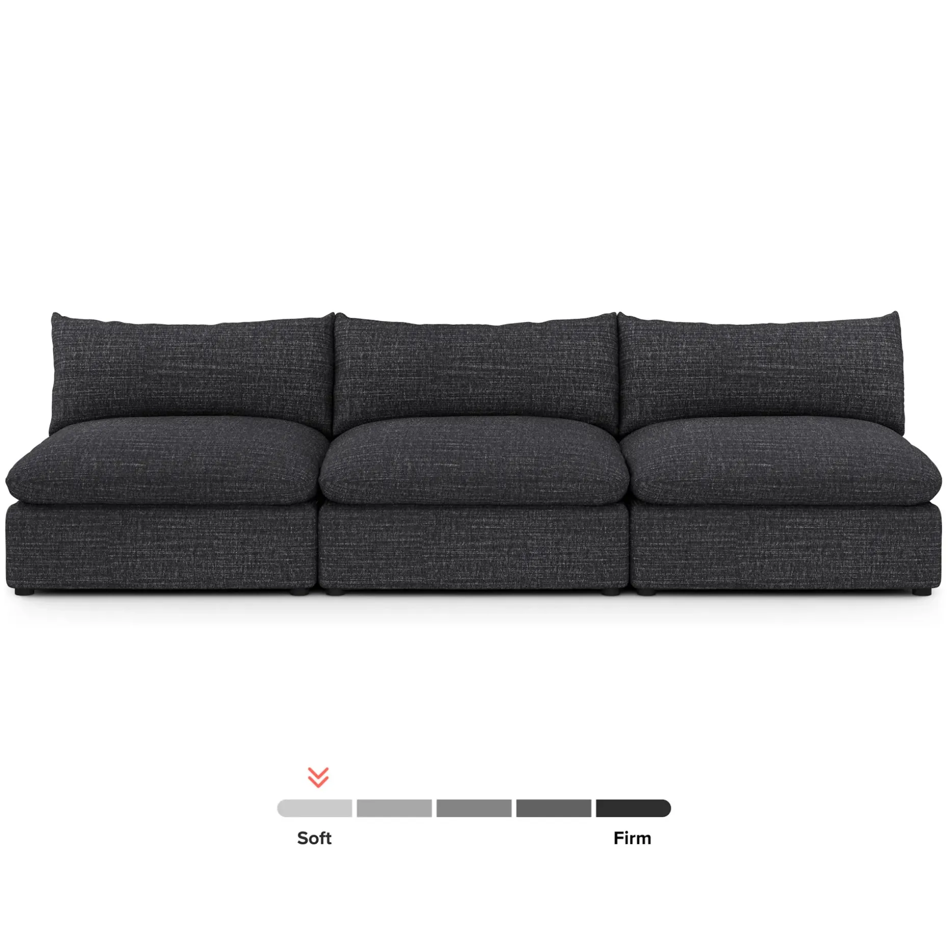 Leigh 118" Armless Modular Sofa - Napa Charcoal