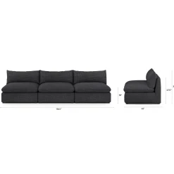 Leigh 118" Armless Modular Sofa - Napa Charcoal