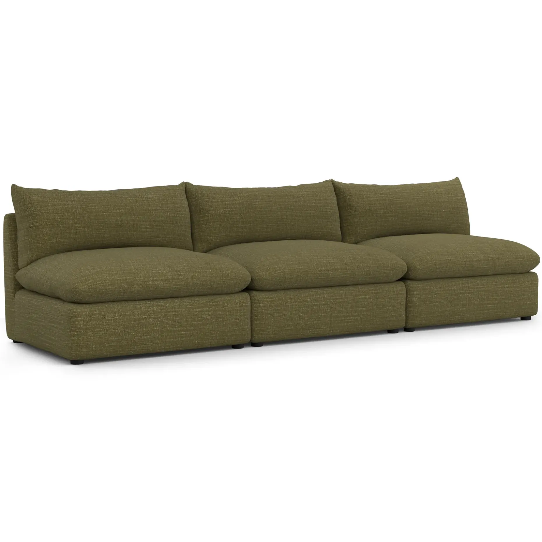 Leigh 118" Armless Modular Sofa - Napa Moss