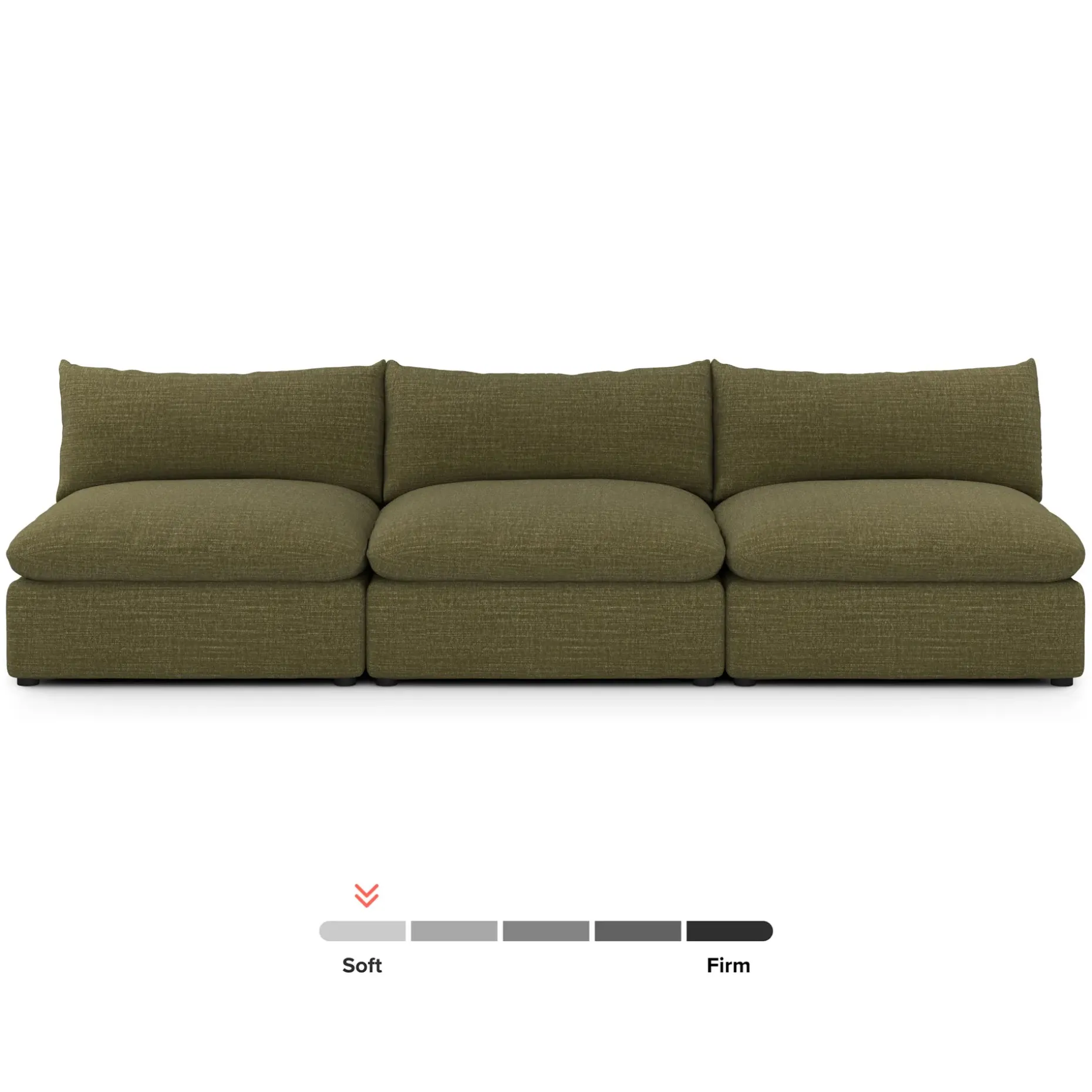 Leigh 118" Armless Modular Sofa - Napa Moss