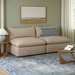 Leigh 79" Armless Modular Sofa - Sandstone Wool Bouclé