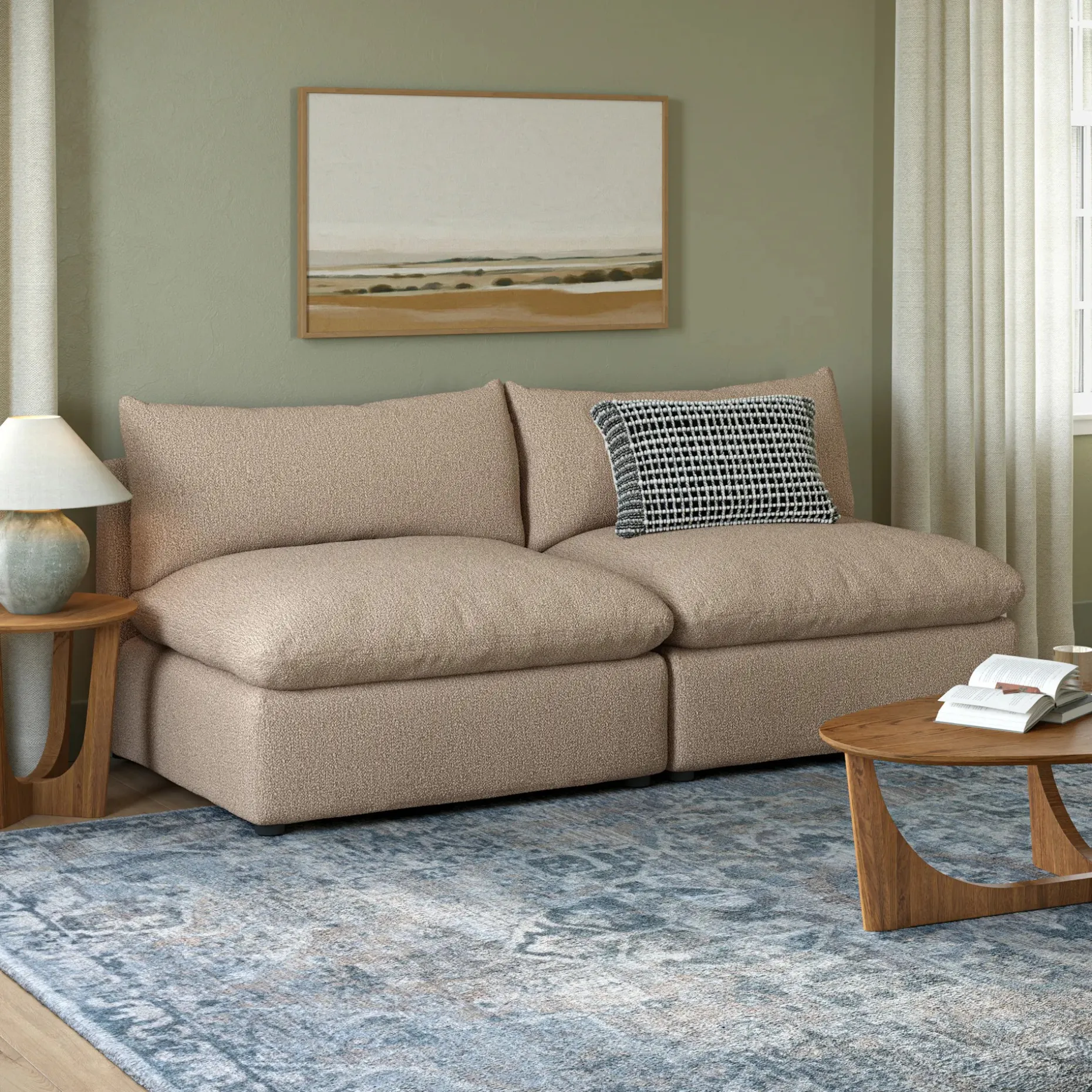 Leigh 79" Armless Modular Sofa - Sandstone Wool Bouclé