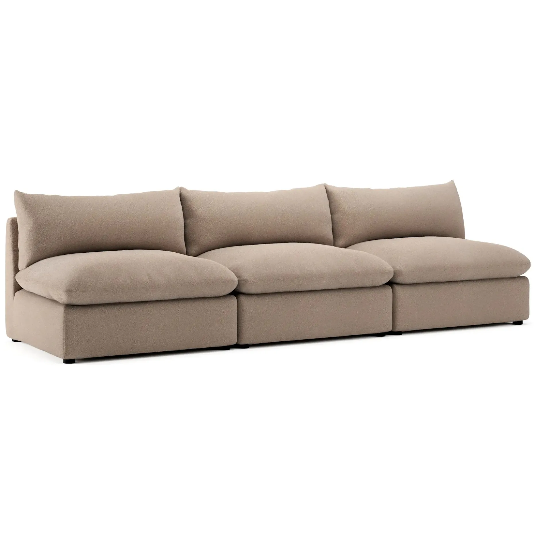 Leigh 118" Armless Modular Sofa - Sandstone Wool Bouclé