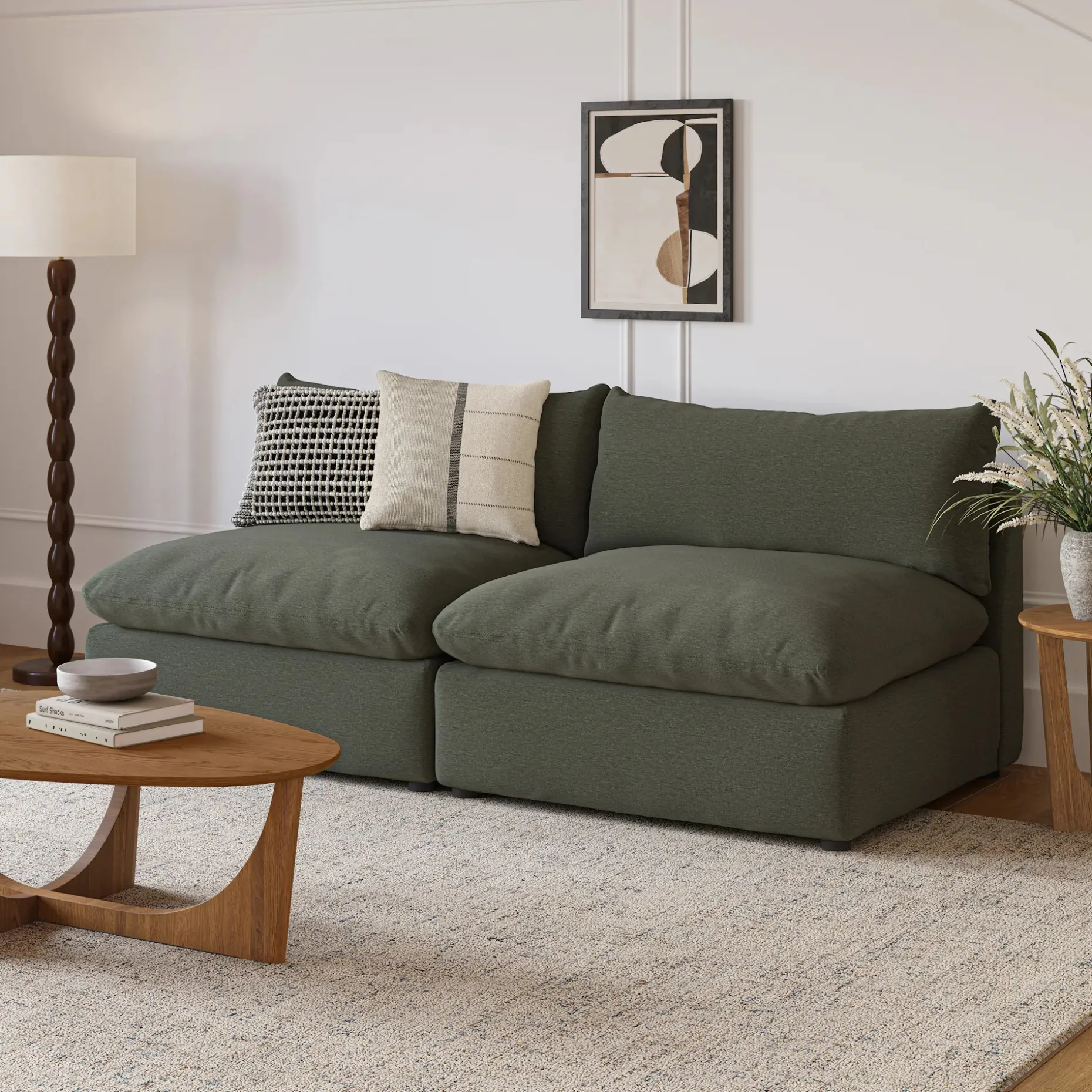 Leigh 79" Armless Modular Sofa - Silver Moss