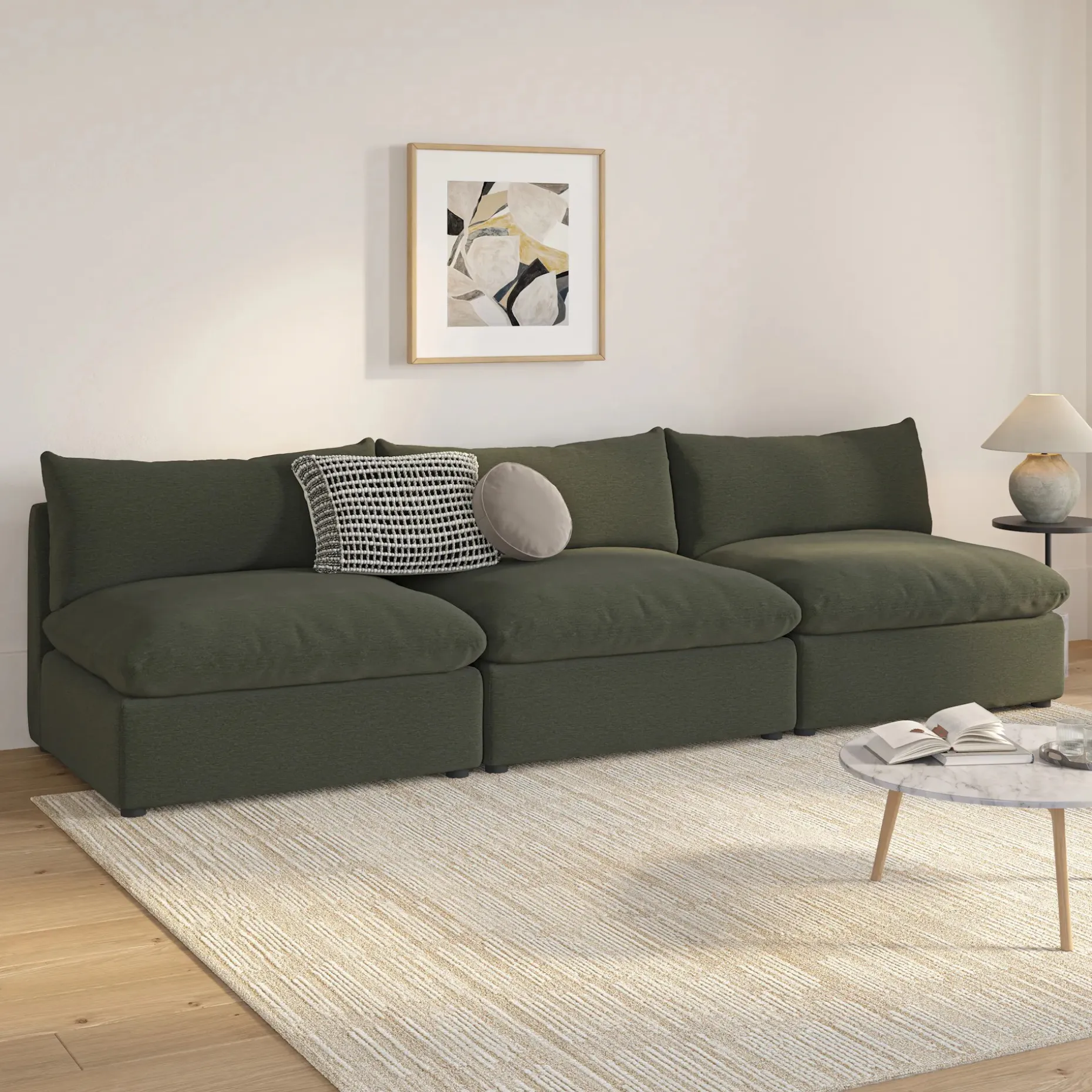 Leigh 118" Armless Modular Sofa - Silver Moss