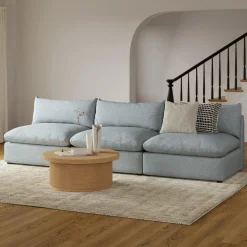 Leigh 118" Armless Modular Sofa - Silver Light Blue
