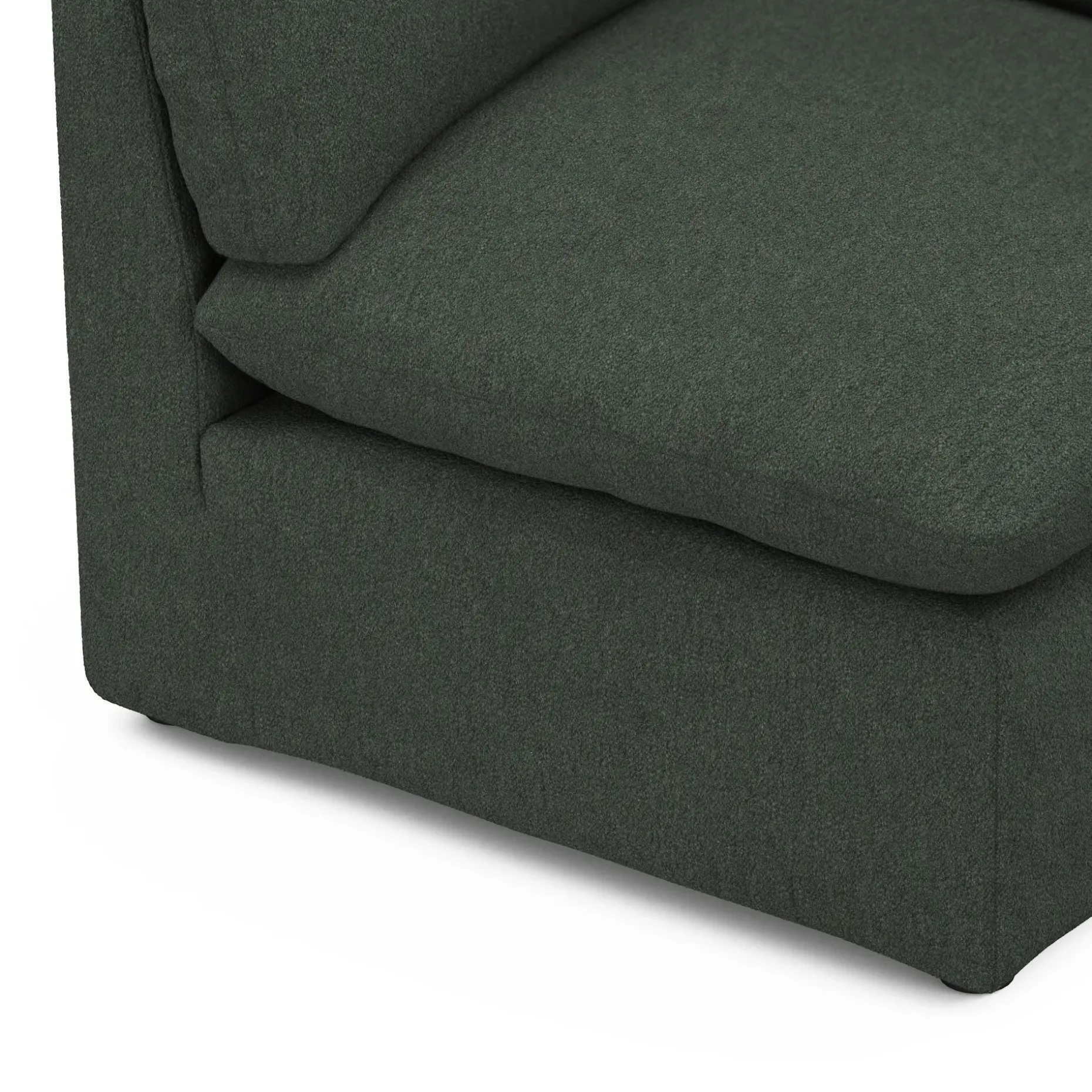 Leigh 41" Corner Chair Module - Green Wool Bouclé