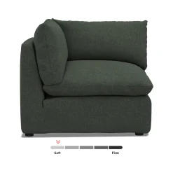 Leigh 41" Corner Chair Module - Green Wool Bouclé