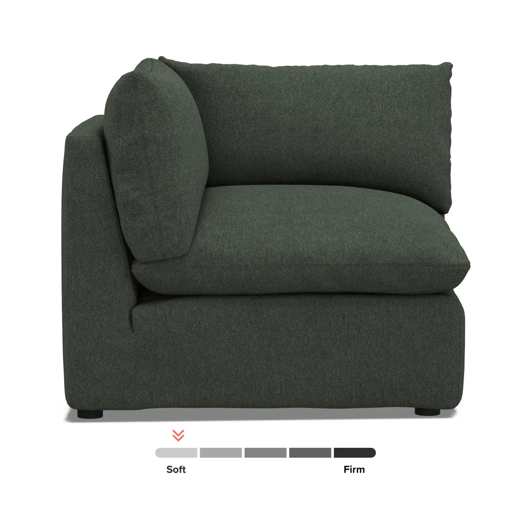 Leigh 41" Corner Chair Module - Green Wool Bouclé