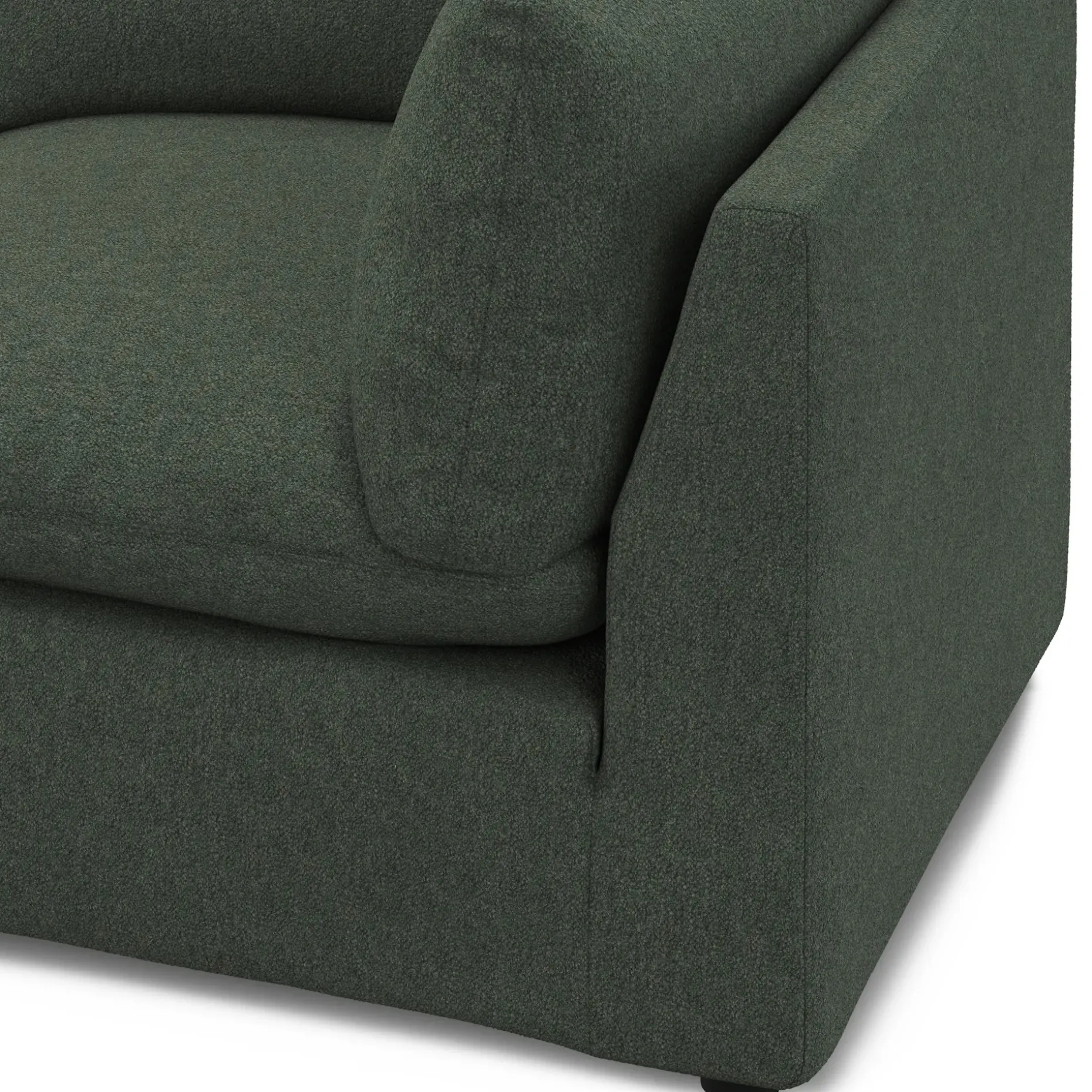 Leigh 41" Corner Chair Module - Green Wool Bouclé