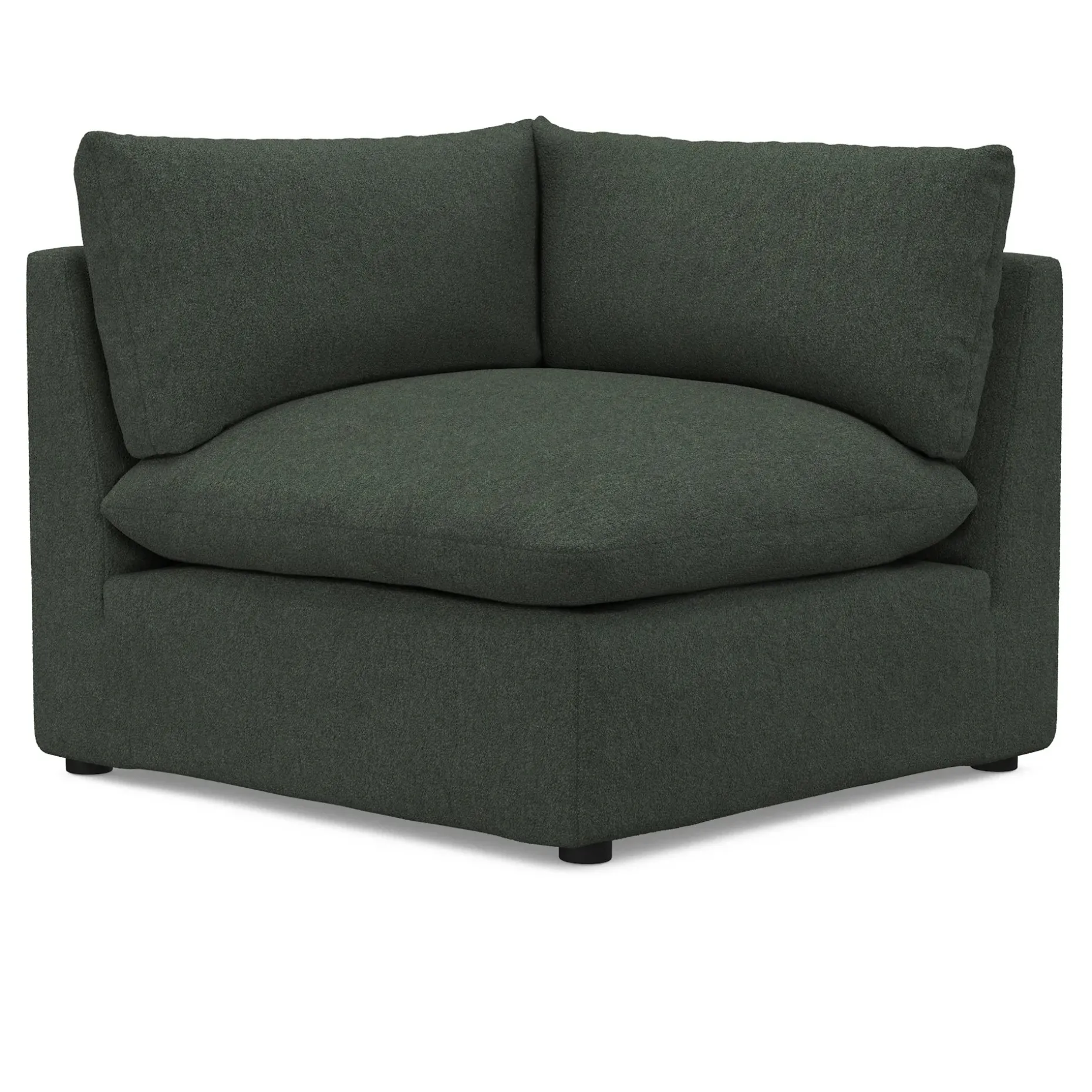 Leigh 41" Corner Chair Module - Green Wool Bouclé