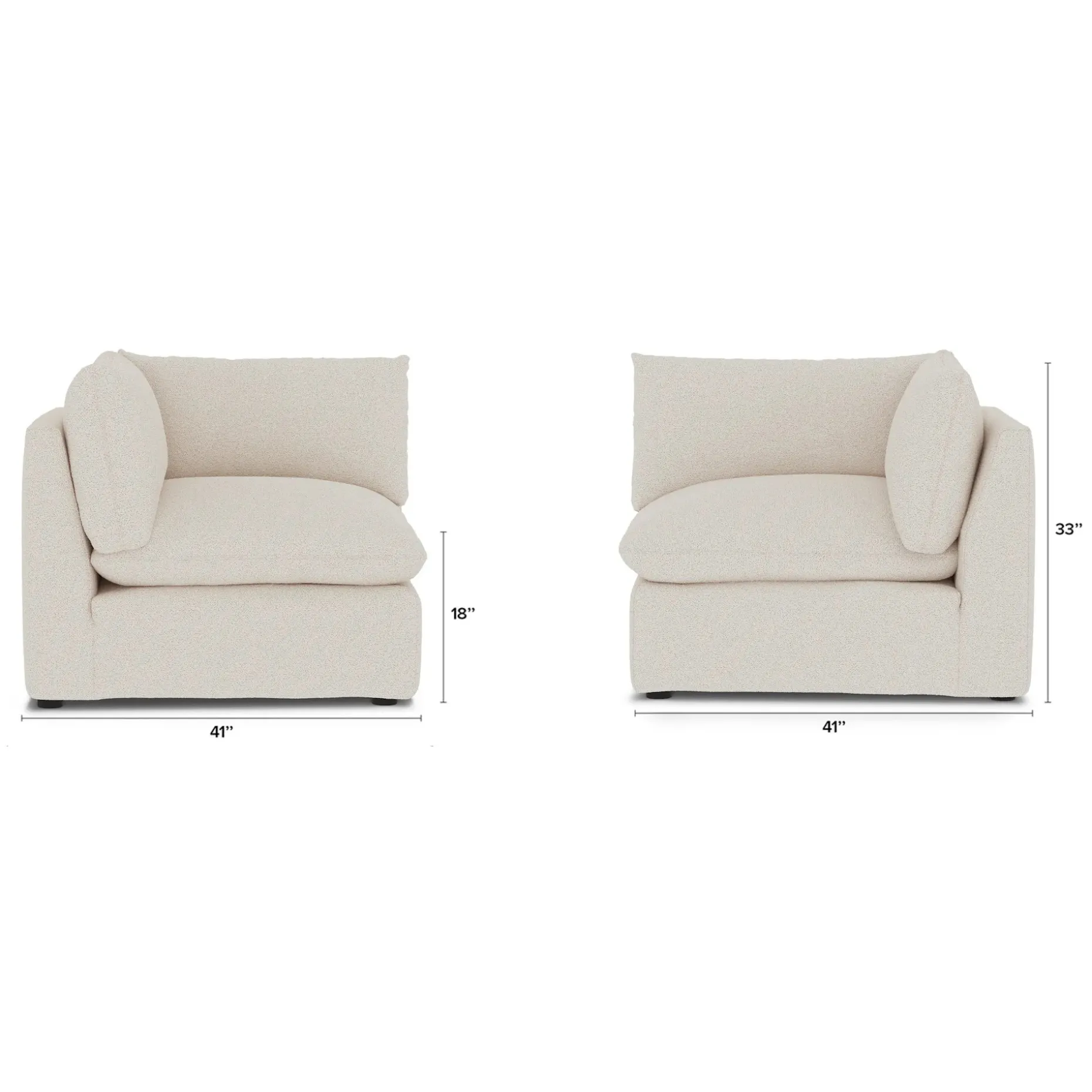 Leigh 41" Corner Chair Module - Ivory Wool Bouclé