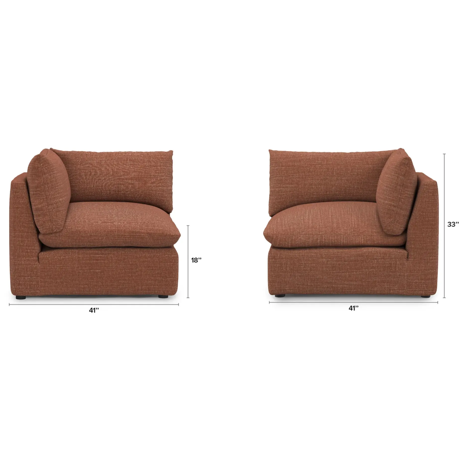 Leigh 41" Corner Chair Module - Napa Rust