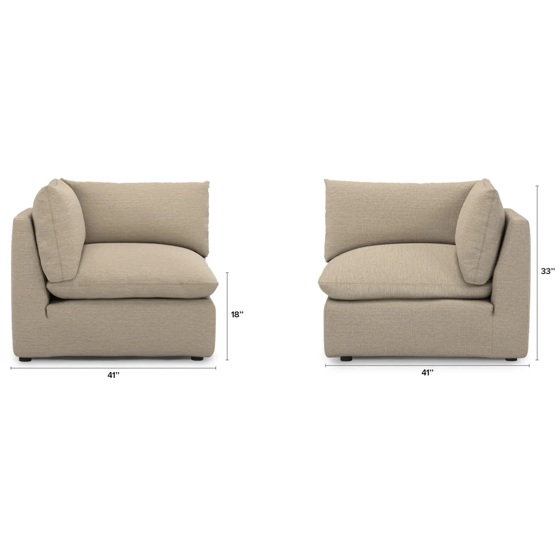 Leigh 41" Corner Chair Module - Silver Taupe