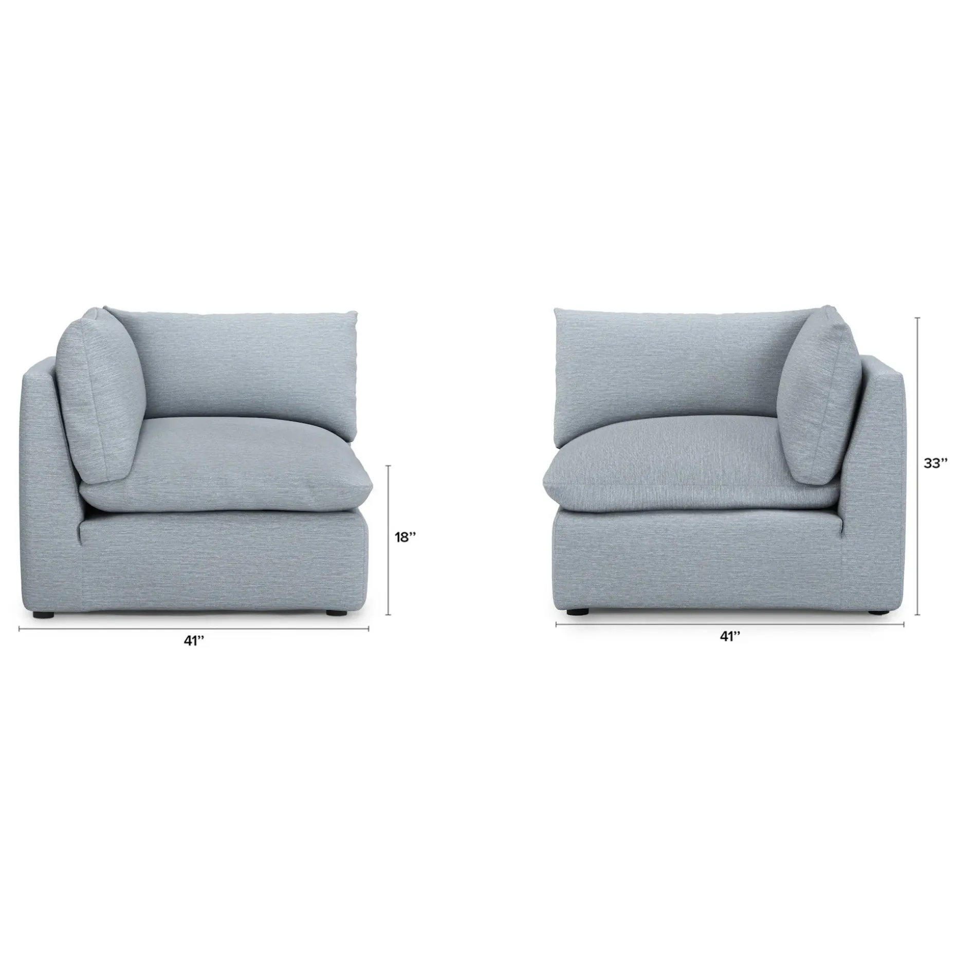 Leigh 41" Corner Chair Module - Silver Light Blue