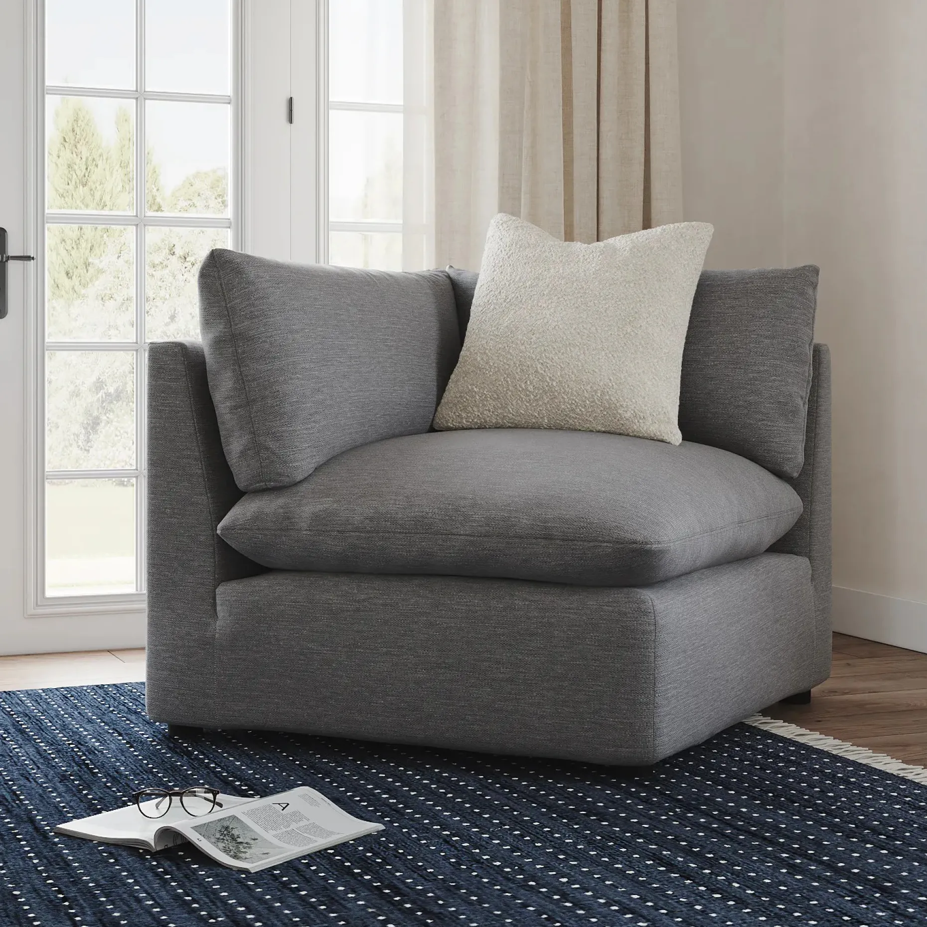 Leigh 41" Corner Chair Module - Silver Gray