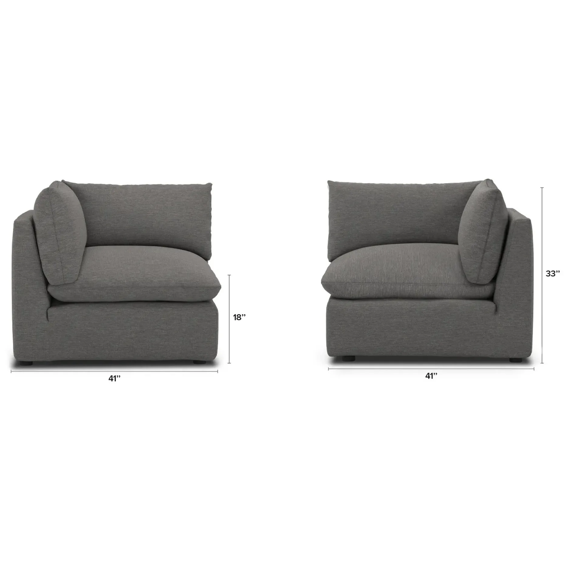 Leigh 41" Corner Chair Module - Silver Gray
