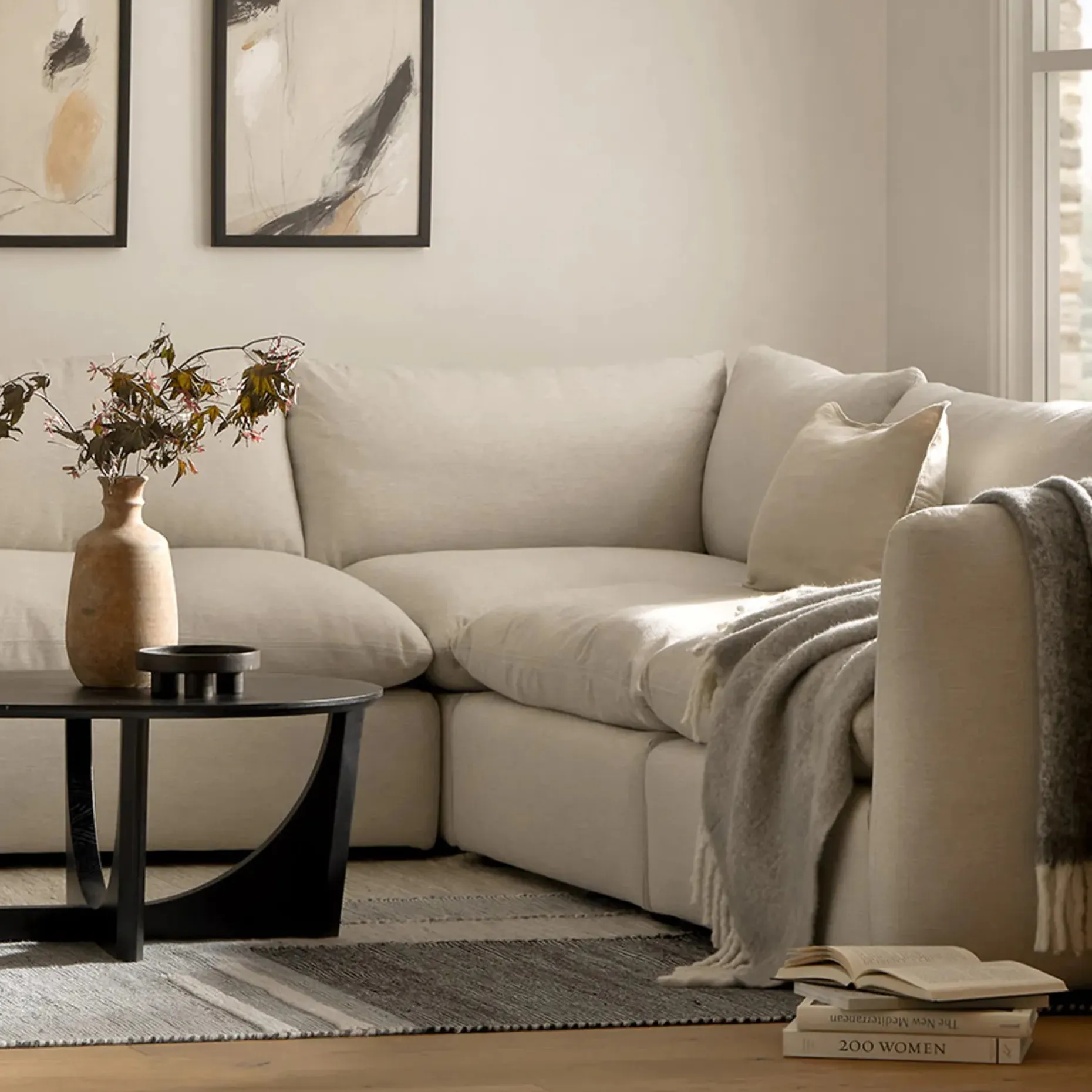 Leigh 41" Corner Chair Module - Silver Ivory