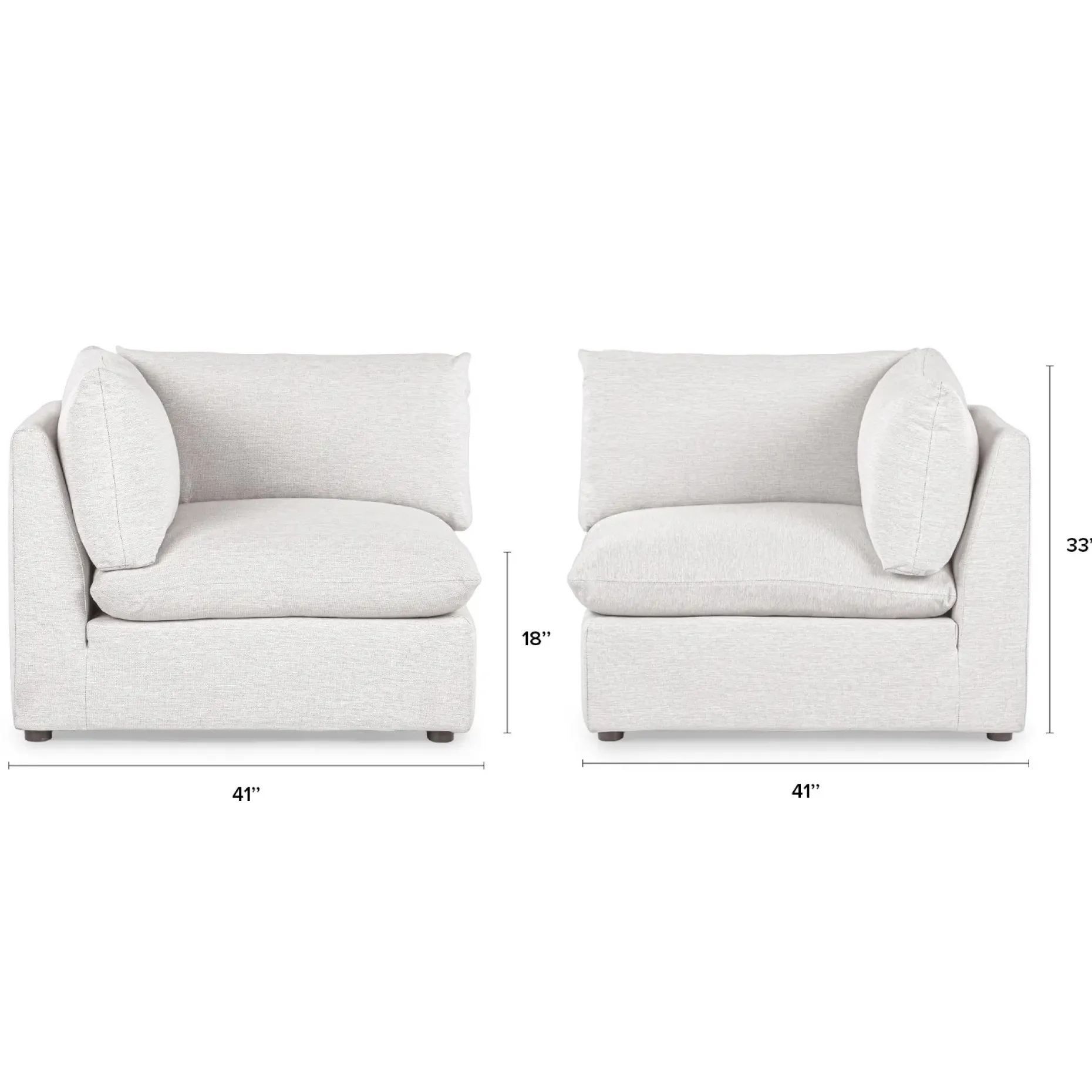 Leigh 41" Corner Chair Module - Silver Ivory