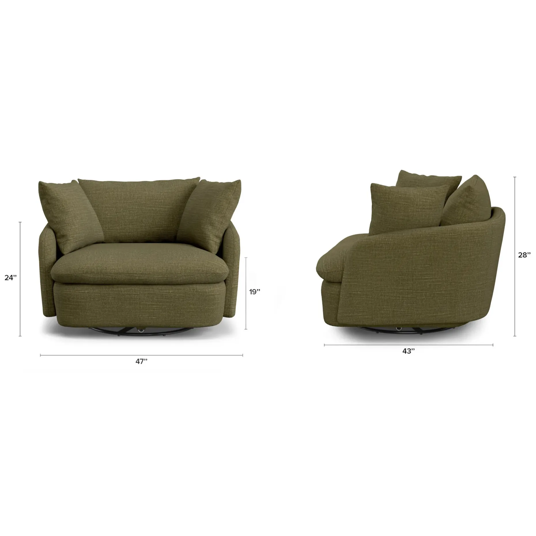 Leigh 47" Grand Swivel Lounge Chair - Napa Moss