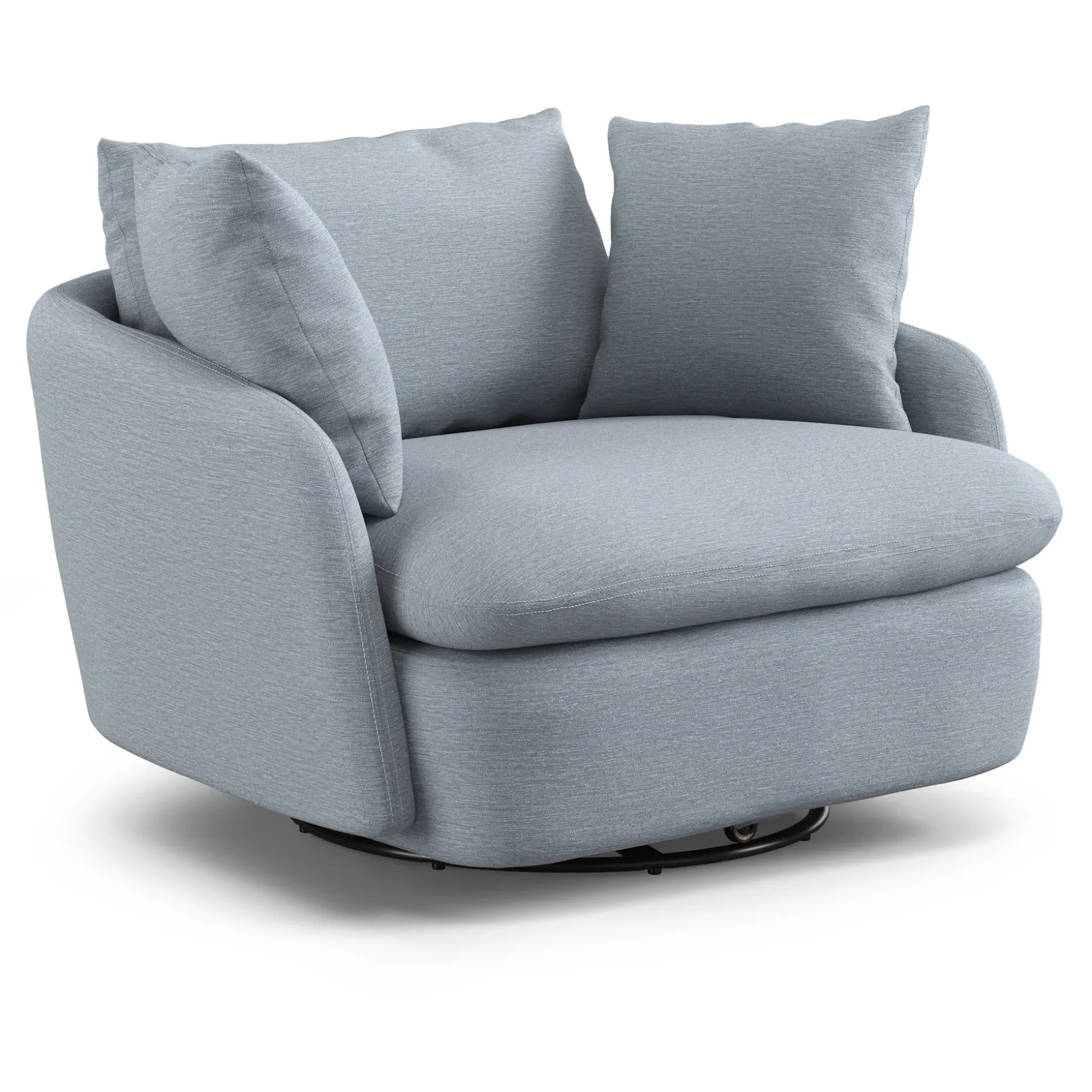 Leigh 47" Grand Swivel Lounge Chair - Silver Light Blue
