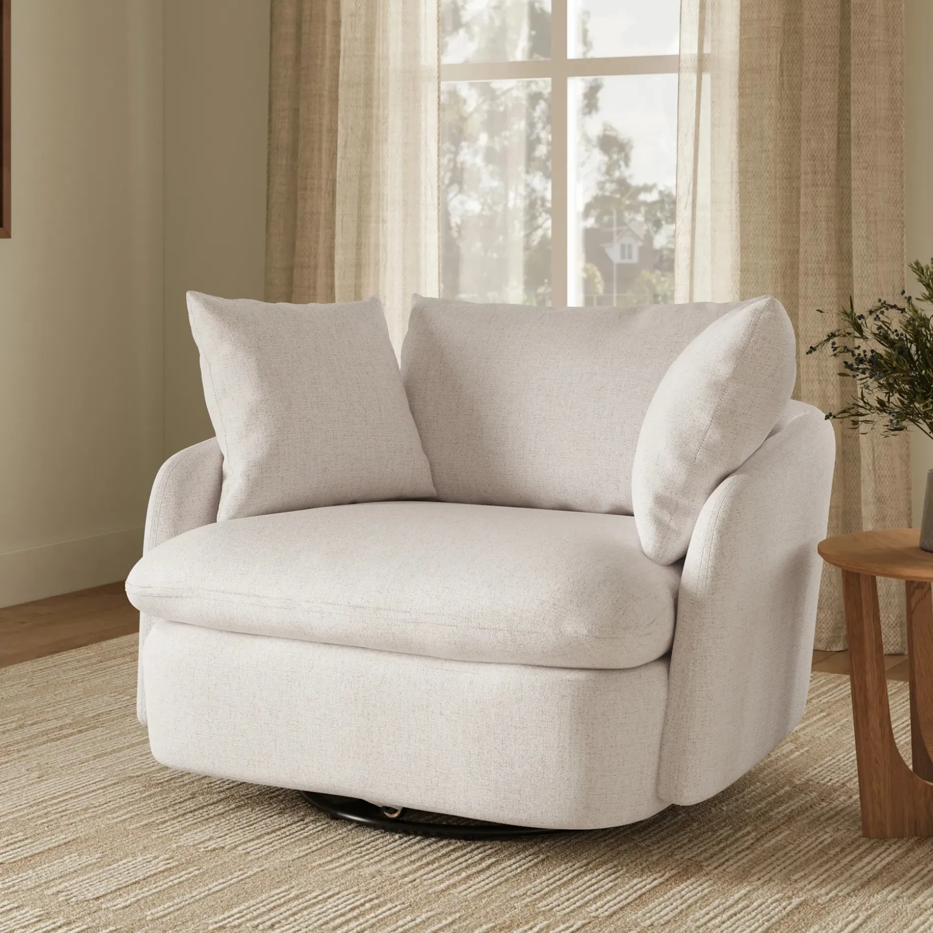 Leigh 47" Grand Swivel Lounge Chair - Napa White