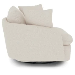 Leigh 47" Grand Swivel Lounge Chair - Ivory Wool Bouclé