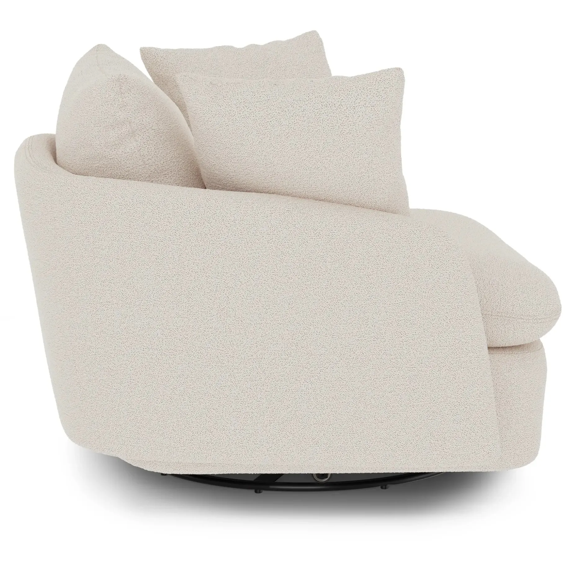 Leigh 47" Grand Swivel Lounge Chair - Ivory Wool Bouclé