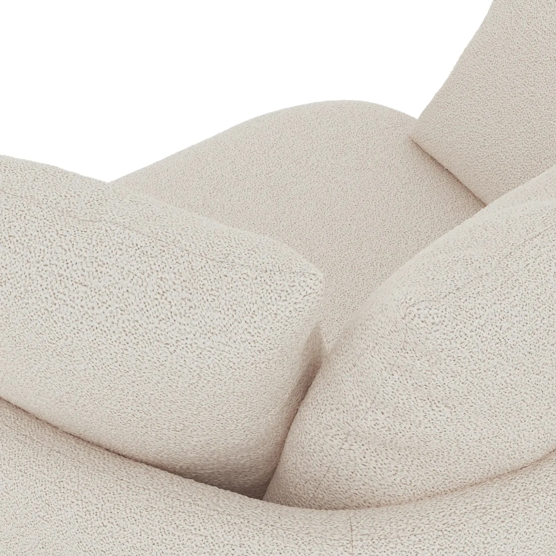 Leigh 47" Grand Swivel Lounge Chair - Ivory Wool Bouclé