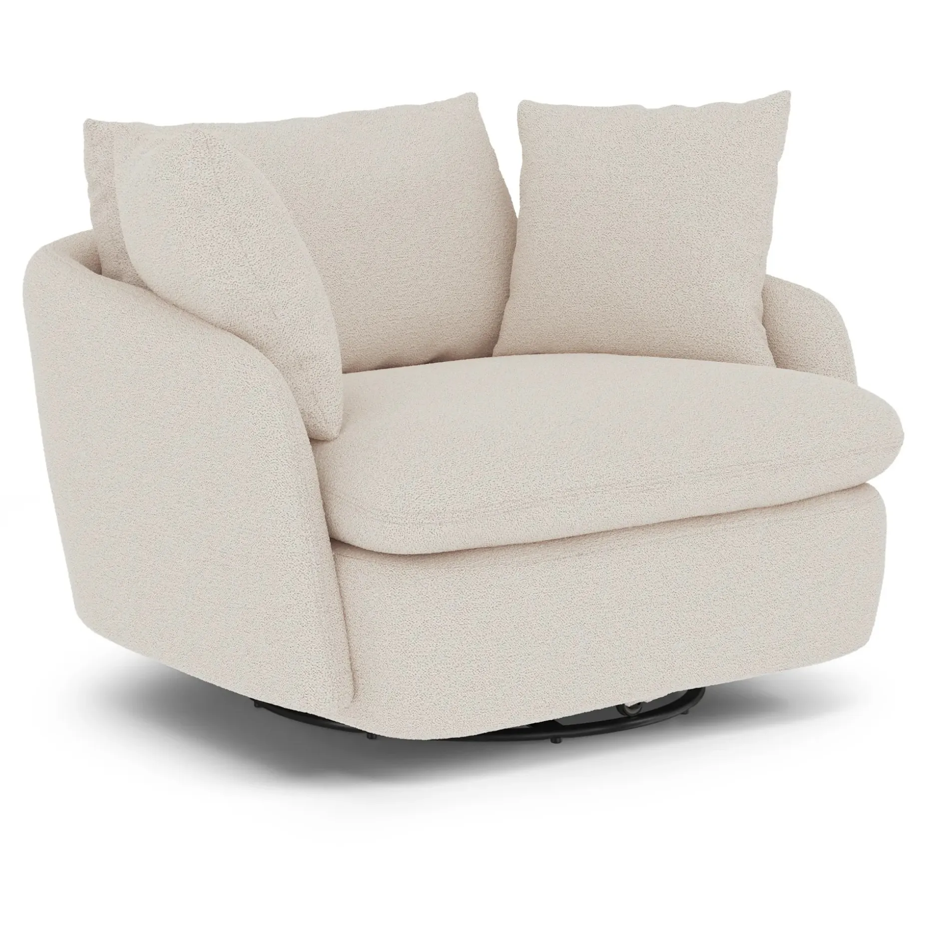 Leigh 47" Grand Swivel Lounge Chair - Ivory Wool Bouclé
