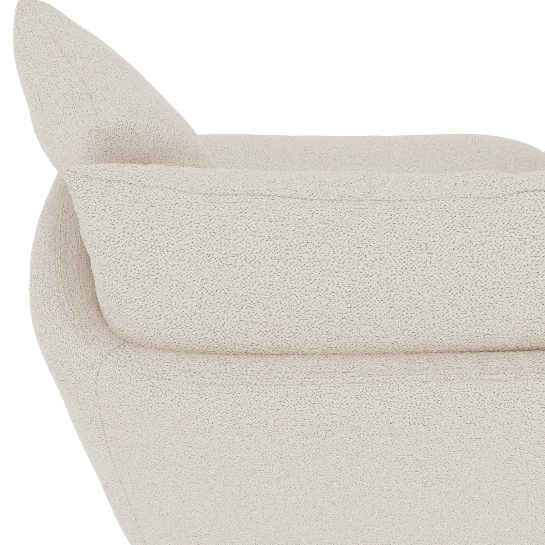 Leigh 47" Grand Swivel Lounge Chair - Ivory Wool Bouclé