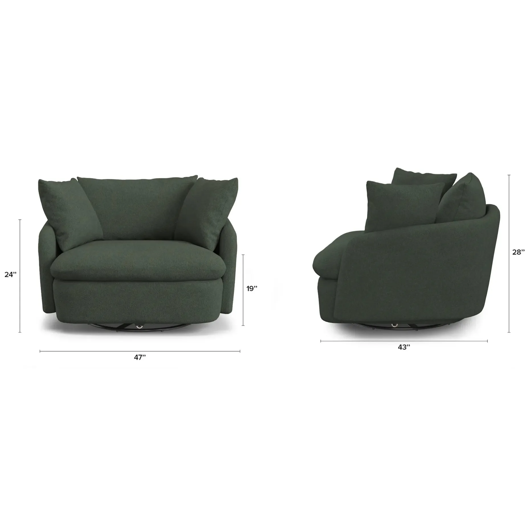 Leigh 47" Grand Swivel Lounge Chair - Green Wool Bouclé