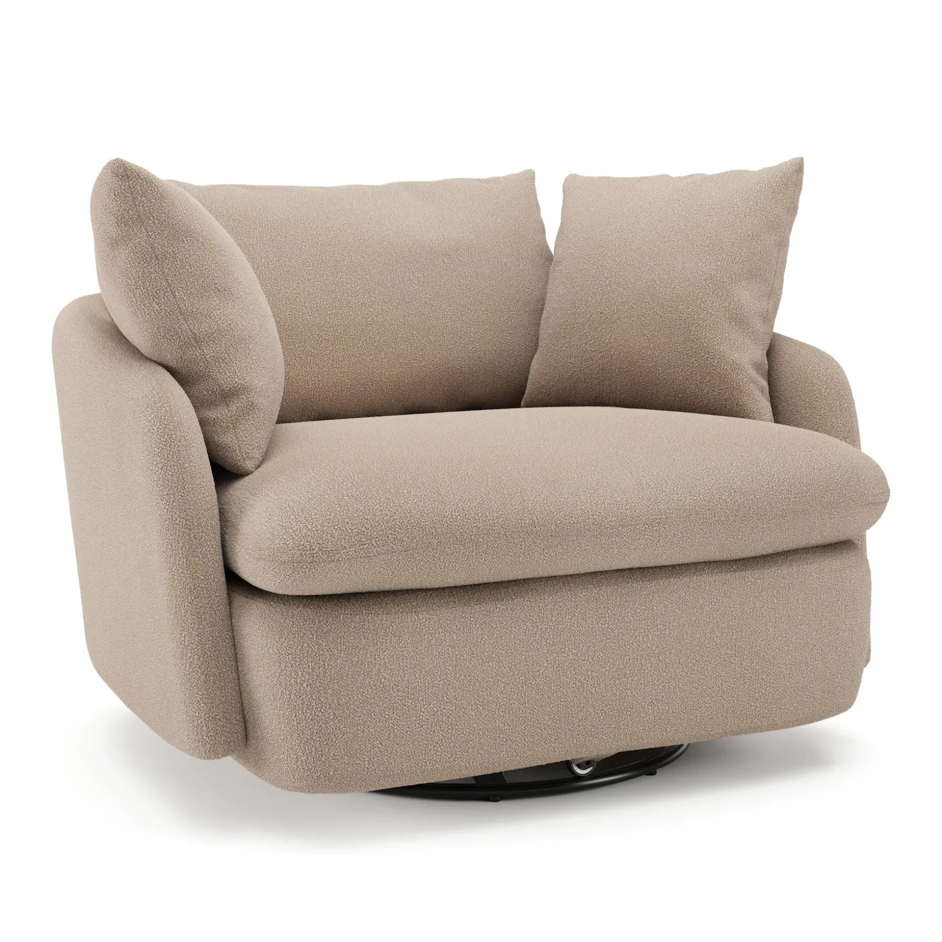 Leigh 47" Grand Swivel Lounge Chair - Sandstone Wool Bouclé