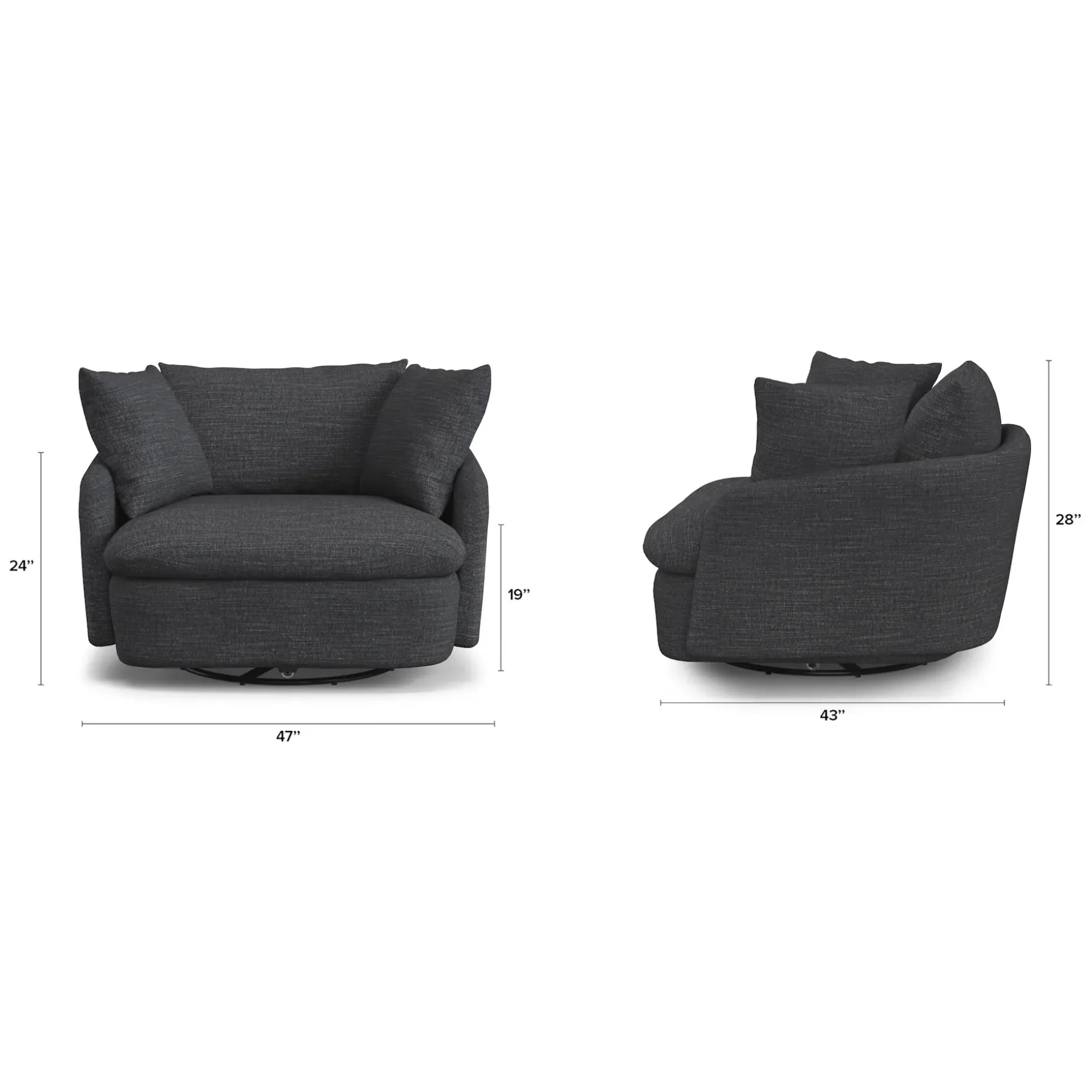 Leigh 47" Grand Swivel Lounge Chair - Napa Charcoal